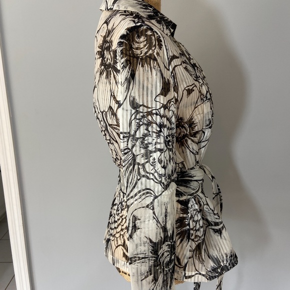 Talbots Petites 100% Silk Top Blouse Belted Size M - Picture 3 of 14